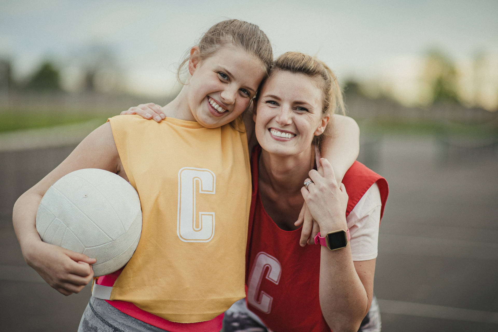 Mother And Daughter Ready To Play Netball
